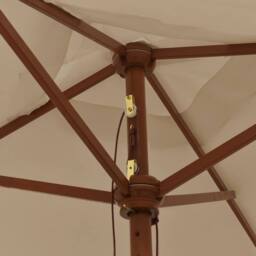 Berkfield Home Garden Parasol with Wooden Pole Taupe 198x198x231 cm in Beige - Size: 198 x 198 x 231 cm - thumbnail 5