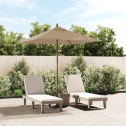 Berkfield Home Garden Parasol with Wooden Pole Taupe 198x198x231 cm in Beige - Size: 198 x 198 x 231 cm - thumbnail 1
