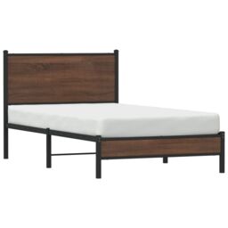 Berkfield Home Metal Bed Frame without Mattress Brown Oak 100x190 cm - thumbnail 4