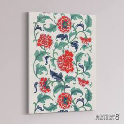 "Artery8 Owen Jones Elegant Red Flower Filigree Pattern Canvas Wall Art Print - Size: W12"" x H16""" - thumbnail 2