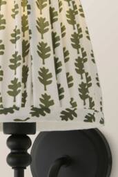 ValueLights Binky Pair of Rechargeable Black Wall Lights & Floral Pleated Shades in Pale Green - thumbnail 5