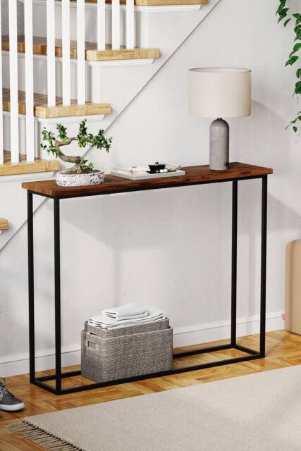 Home Discount Vida Designs Console Table With Metal Leg Multi-purpose Furniture in Dark Brown - image 1