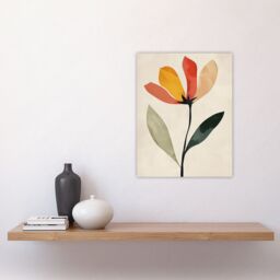 "Artery8 Wall Art Print Single Flower Simple Abstract Bright Painting Poster in Beige - Size: W24"" x H32""" - thumbnail 4