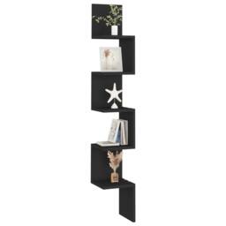 Berkfield Home Wall Corner Shelf Black 20x20x127.5 cm Engineered Wood - thumbnail 7