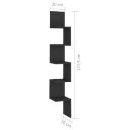 Berkfield Home Wall Corner Shelf Black 20x20x127.5 cm Engineered Wood - thumbnail 8