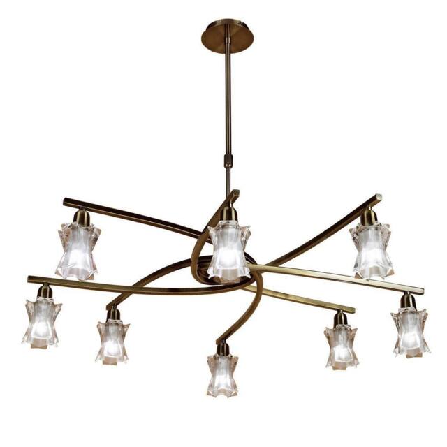 Netlighting Alaska Pendant Convertible To Semi Flush 8 Light L1SGU10 Antique Brass in Bronze - image 1