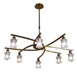 Netlighting Alaska Pendant Convertible To Semi Flush 8 Light L1SGU10 Antique Brass in Bronze