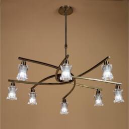 Netlighting Alaska Pendant Convertible To Semi Flush 8 Light L1SGU10 Antique Brass in Bronze - thumbnail 2