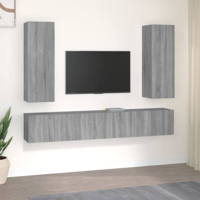 Berkfield Home 5 Piece TV Cabinet Set Grey Sonoma Engineered Wood - image 1