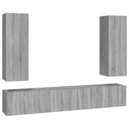 Berkfield Home 5 Piece TV Cabinet Set Grey Sonoma Engineered Wood - thumbnail 2