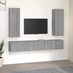 Berkfield Home 5 Piece TV Cabinet Set Grey Sonoma Engineered Wood - thumbnail 1