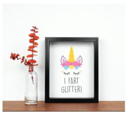 Unicorn I Fart Glitter Inspirational Quote in Frame - thumbnail 1