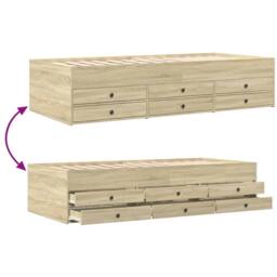 Berkfield Home Versatile Daybed with Drawers without Mattress Sonoma Oak 100x200 cm in Light Tan - thumbnail 8