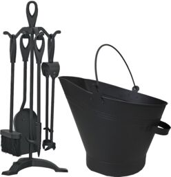 simpa Waterloo Bucket & 5 Piece Companion Set in Black