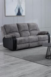 More4Homes Postana 3 Seater Manual High Back Jumbo Cord Fabric Recliner Sofa in Grey - thumbnail 1