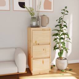 Berkfield Home Sideboard 32x34x75 cm Solid Wood Pine in Natural - Size: 32 x 34 x 75 cm - thumbnail 2