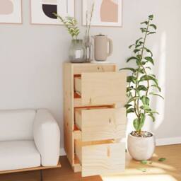 Berkfield Home Sideboard 32x34x75 cm Solid Wood Pine in Natural - Size: 32 x 34 x 75 cm - thumbnail 1