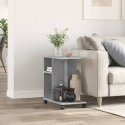 Berkfield Home Side Table with Wheels Concrete Grey 50x30x55 cm Engineered Wood - Size: 50 x 30 x 55 cm