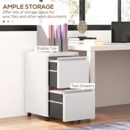 VINSETTO 2-Drawer Filing Cabinet w/ Adjustable Hanging Bar Lockable File Cabinet in White - thumbnail 4