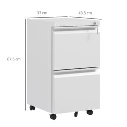 VINSETTO 2-Drawer Filing Cabinet w/ Adjustable Hanging Bar Lockable File Cabinet in White - thumbnail 3