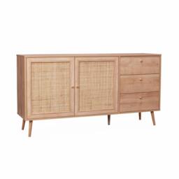 sweeek 150cm scandi-style wooden & cane effect sideboard in Beige - thumbnail 2