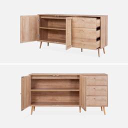 sweeek 150cm scandi-style wooden & cane effect sideboard in Beige - thumbnail 7