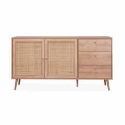 sweeek 150cm scandi-style wooden & cane effect sideboard in Beige - thumbnail 6