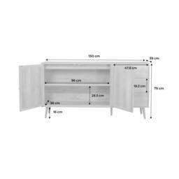 sweeek 150cm scandi-style wooden & cane effect sideboard in Beige - thumbnail 3