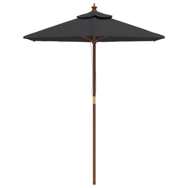 Berkfield Home Durable Garden Parasol with Wooden Pole Black 196x231 cm - image 1