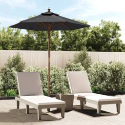 Berkfield Home Durable Garden Parasol with Wooden Pole Black 196x231 cm - thumbnail 2