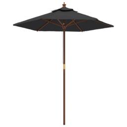 Berkfield Home Durable Garden Parasol with Wooden Pole Black 196x231 cm - thumbnail 3