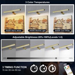 Harper Living Picture Light for Wall Gold, Rechargeable Wall Light Indoor, Dimmable & 3 Colour Temps in Gold - thumbnail 5
