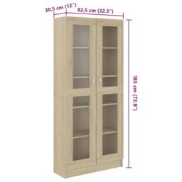 Berkfield Home Vitrine Cabinet Sonoma Oak 82.5x30.5x185.5 cm Engineered Wood in Light Brown - thumbnail 7