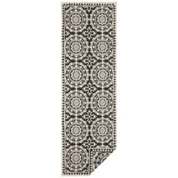 THE RUGS Jardin Reversible Indoor-Outdoor Runner - Durable Polypropylene Rug in Black - Size: 80 cm x 350 cm