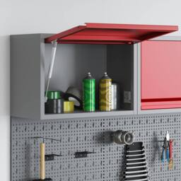 Berkfield Home Wall-Mounted Tool Cabinet with Gas-Lift Door in Red, 50x25x35 cm in Grey - Size: 50 x 25 x 35 cm - thumbnail 3