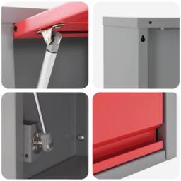 Berkfield Home Wall-Mounted Tool Cabinet with Gas-Lift Door in Red, 50x25x35 cm in Grey - Size: 50 x 25 x 35 cm - thumbnail 8