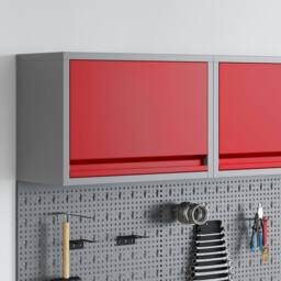 Berkfield Home Wall-Mounted Tool Cabinet with Gas-Lift Door in Red, 50x25x35 cm in Grey - Size: 50 x 25 x 35 cm - thumbnail 1