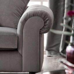 Furnishings For Less UK Derby Fabric Grey 3 Seater Sofa Scatter Back, Scroll Arms - thumbnail 3