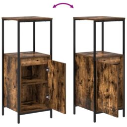 Berkfield Home Bathroom Cabinet with Shelves Smoked Oak 36x35x95 cm in Brown - Size: 36 x 35 x 95 cm - thumbnail 9