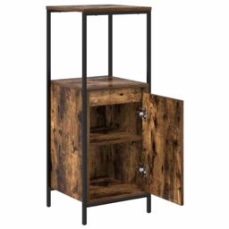 Berkfield Home Bathroom Cabinet with Shelves Smoked Oak 36x35x95 cm in Brown - Size: 36 x 35 x 95 cm - thumbnail 5
