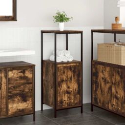 Berkfield Home Bathroom Cabinet with Shelves Smoked Oak 36x35x95 cm in Brown - Size: 36 x 35 x 95 cm