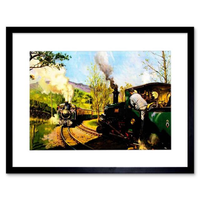 "Artery8 Vintage Steam Train Ffestiniog Railway Wales 12x16"" Framed Art Print - Size: W12"" x H16""" - image 1