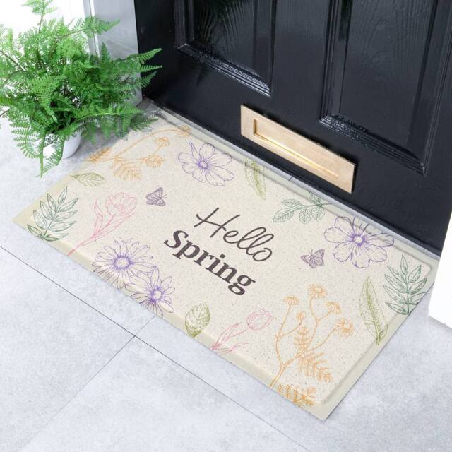 Artsy Mats Hello Spring Doormat in Cream - Size: 60 cm x 90 cm - image 1