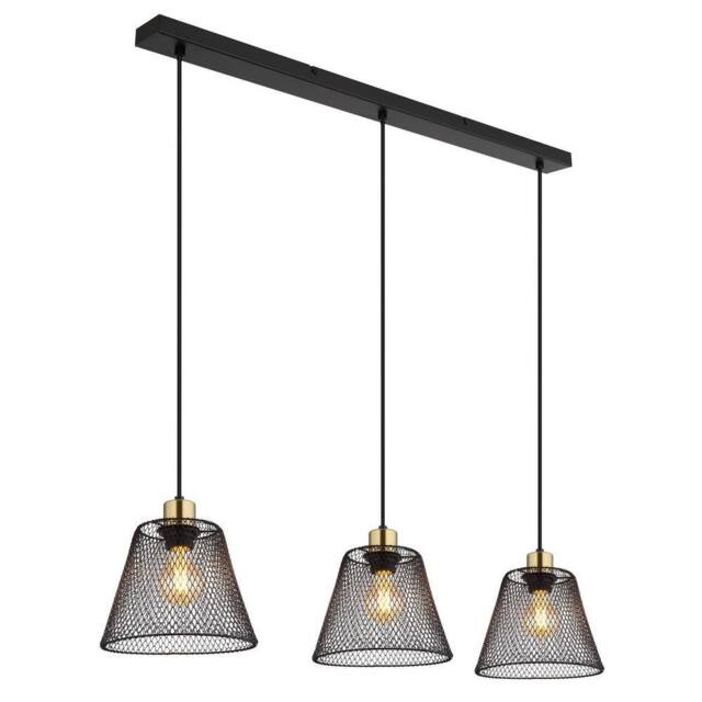 Netlighting Baku Bar Pendant Ceiling Light Matt Black 3x E27 - image 1
