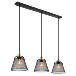 Netlighting Baku Bar Pendant Ceiling Light Matt Black 3x E27 - thumbnail 1