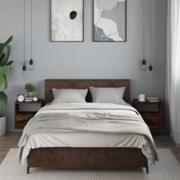 Berkfield Home Wall-mounted Bedside Cabinets 2 pcs Smoked Oak 40x31x39.5 cm in Brown - thumbnail 3