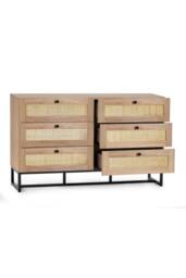 Julian Bowen Padstow Rattan 6 Drawer Wide Chest in Light Oak - thumbnail 4
