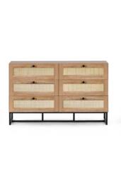 Julian Bowen Padstow Rattan 6 Drawer Wide Chest in Light Oak - thumbnail 5