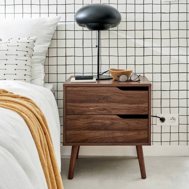 sweeek Walnut wood-effect bedside table in Dark Brown - image 1