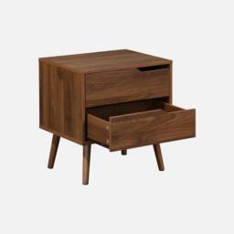sweeek Walnut wood-effect bedside table in Dark Brown - thumbnail 2